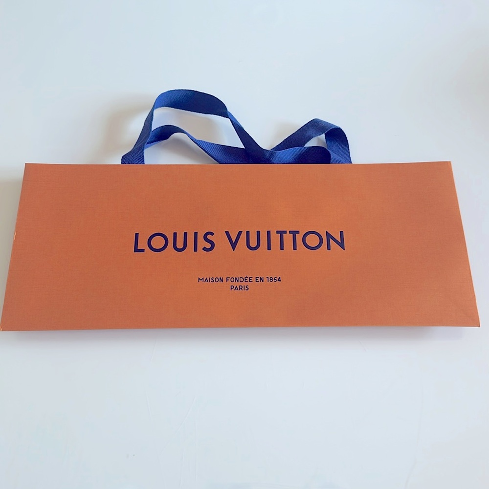 Authentic LOUIS VUITTON Rectangular Shopping Gift  Bag, Orange, Fabric Handle